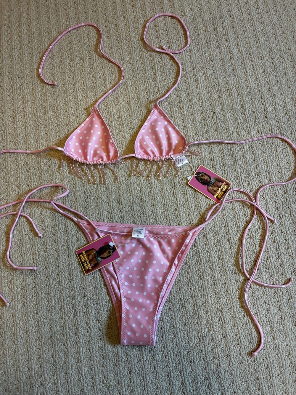 Strawberry Milk Mob Pink Polka Dot String Bikini